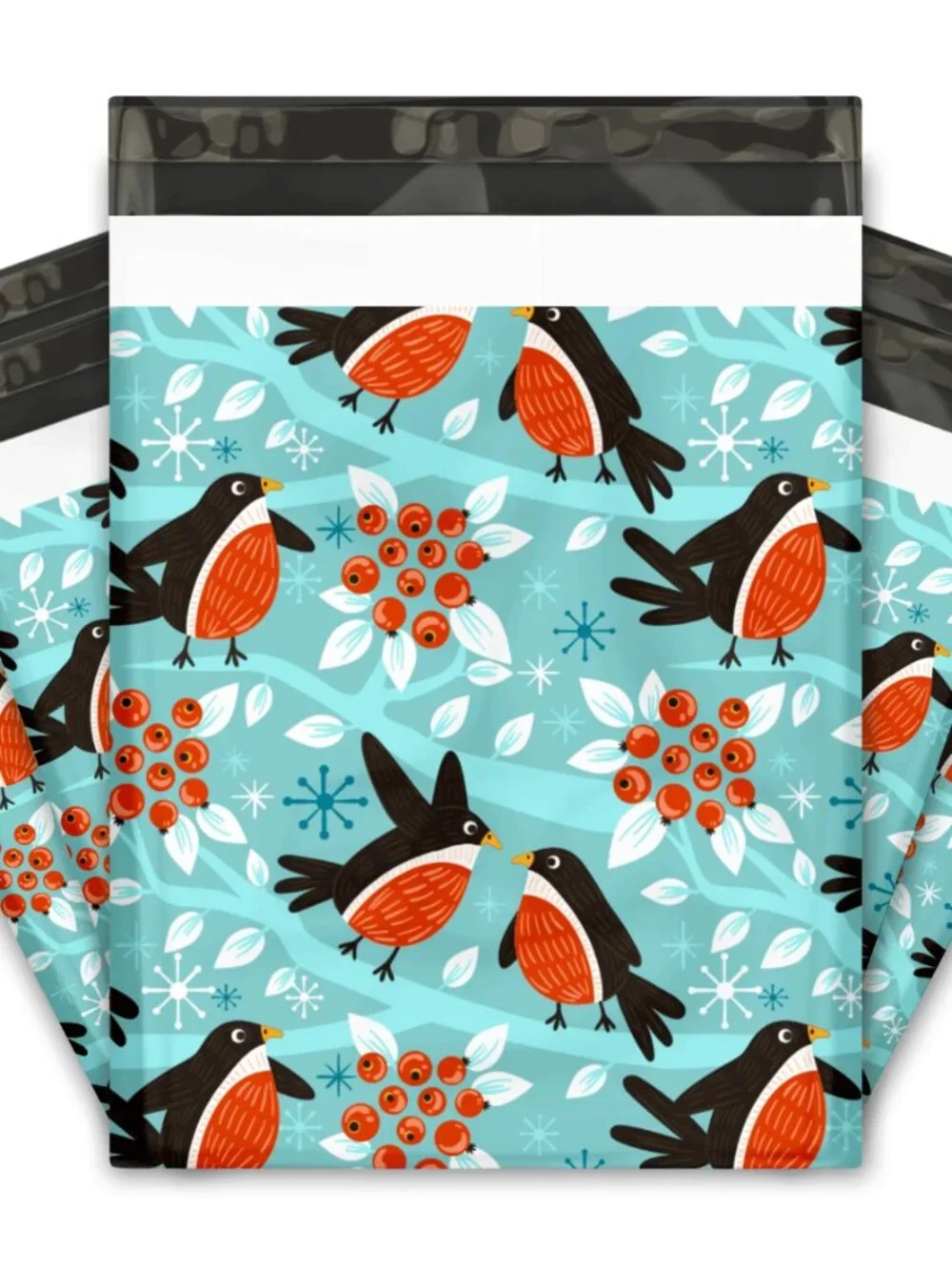 25 10x13 Birds & Berries Poly Mailers